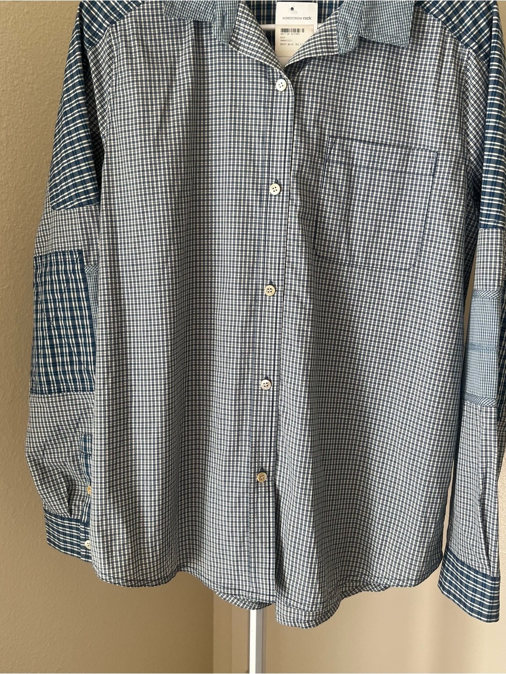 Marc by Marc Jacobs Blue Checkered Patchwork Long Sleeve Shirt Size M *READ* - Picture 4 of 14